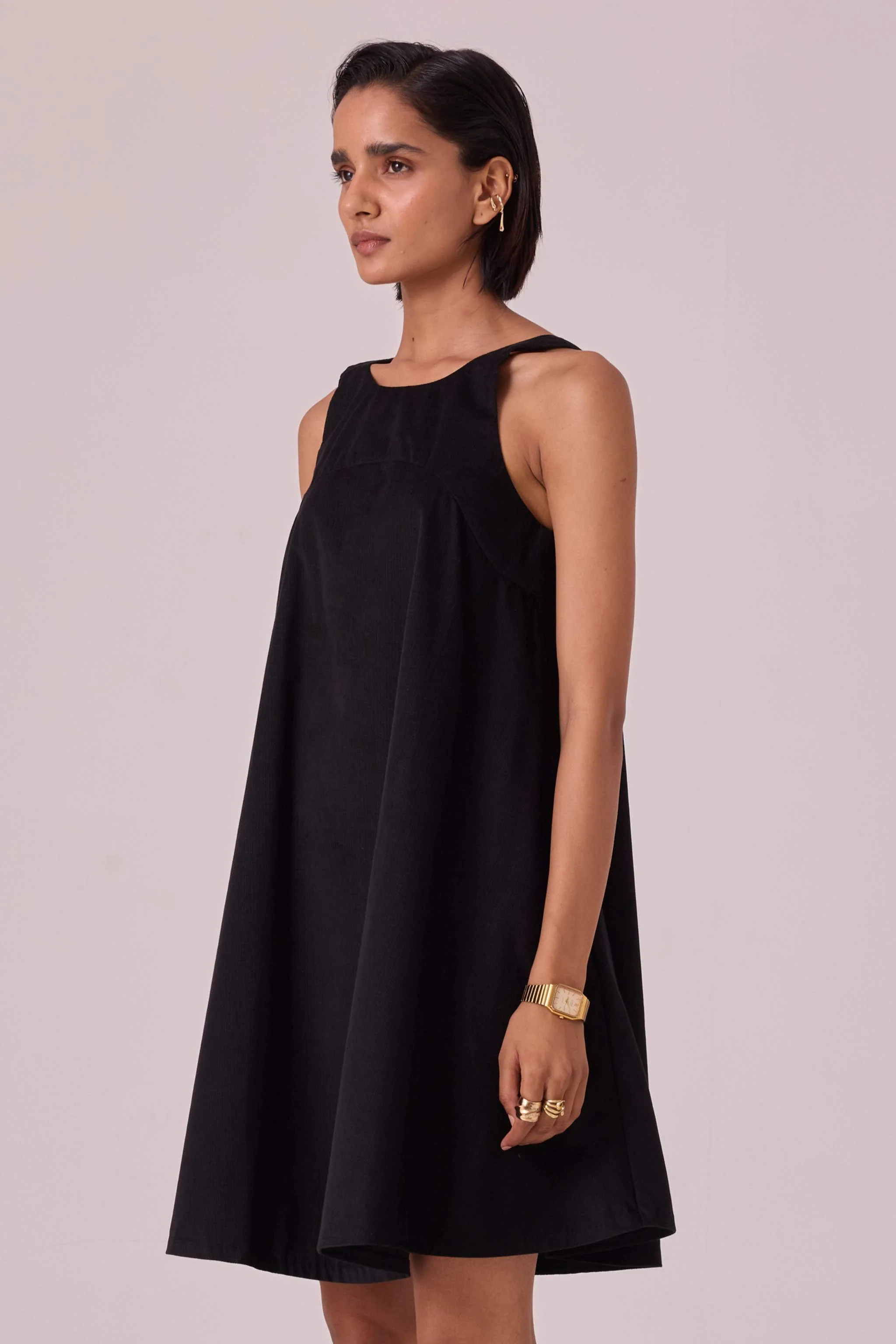 Reka Black Needlecord Dress - Image 3