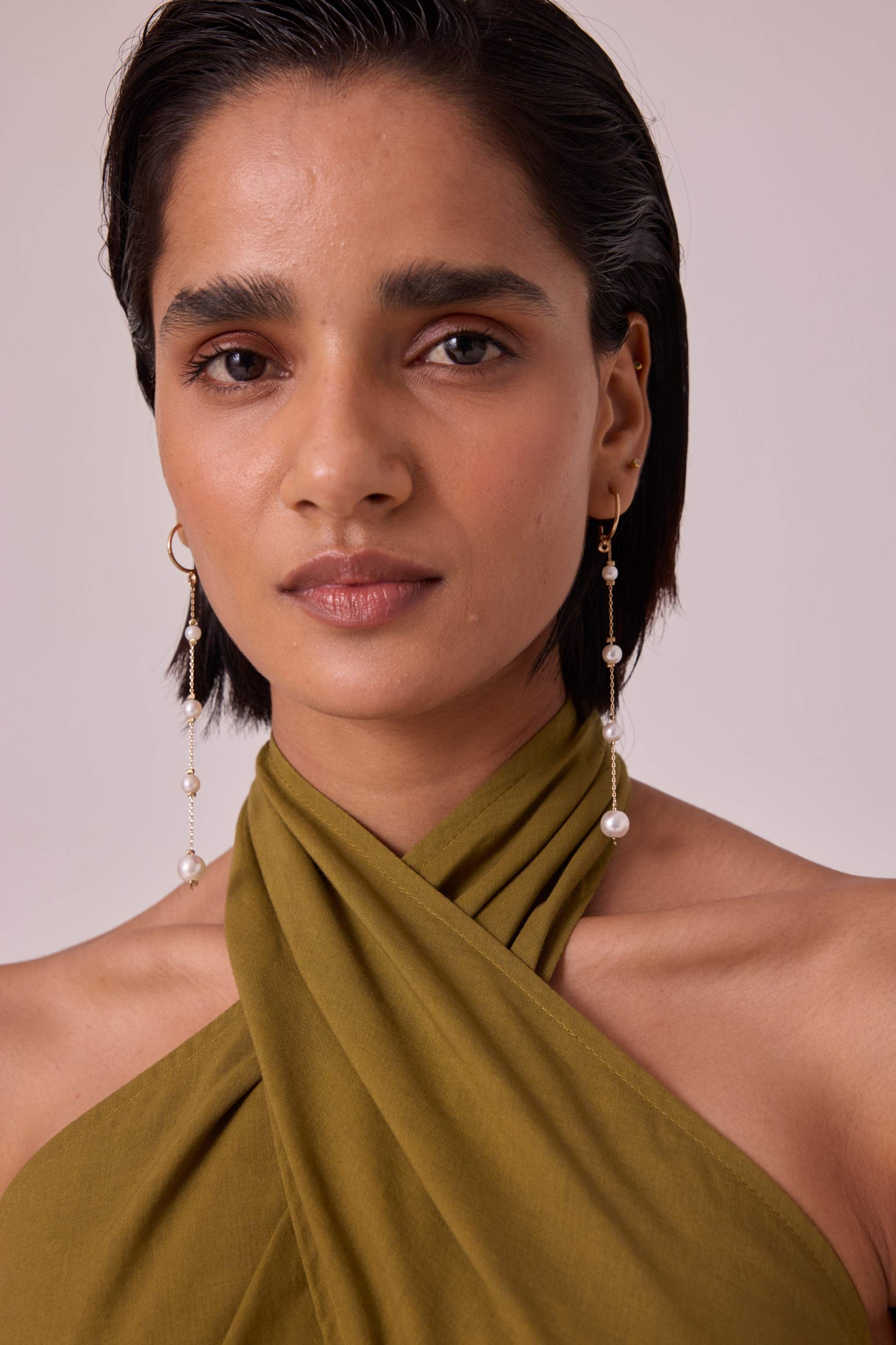 Samaria Olive Halter Dress - Image 6