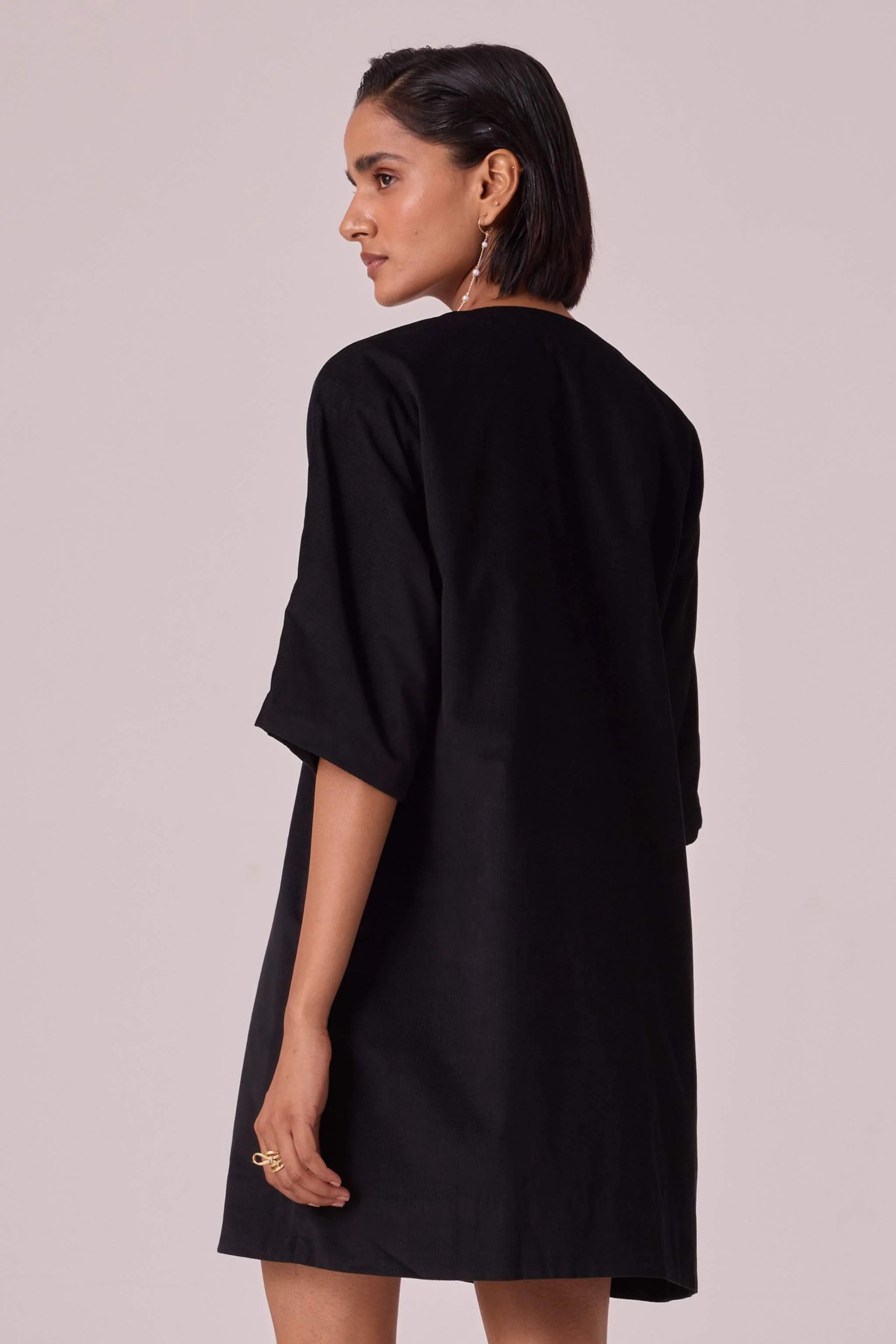Stad Black Needlecord Shift Dress - Image 11