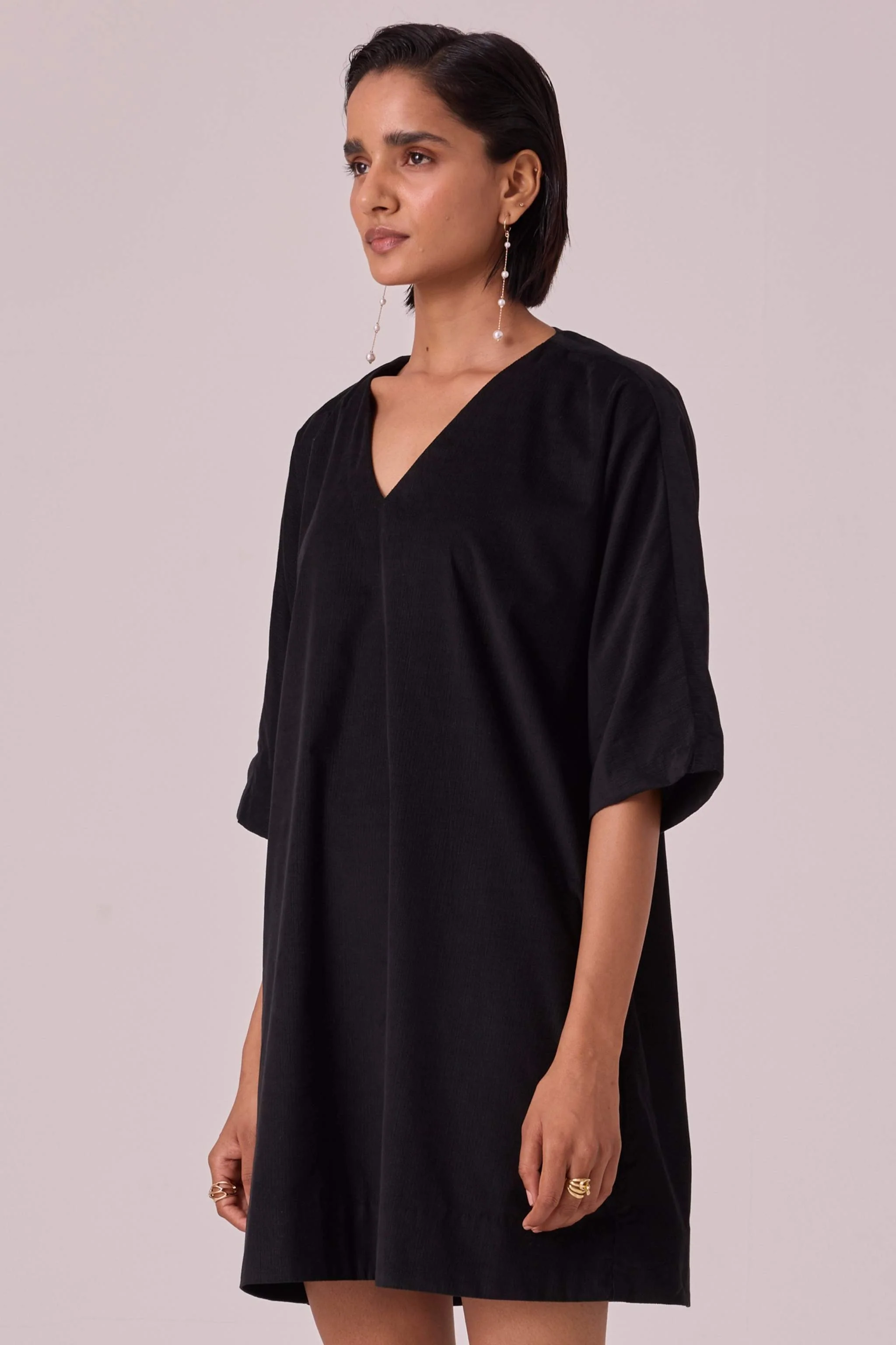 Stad Black Needlecord Shift Dress - Image 3
