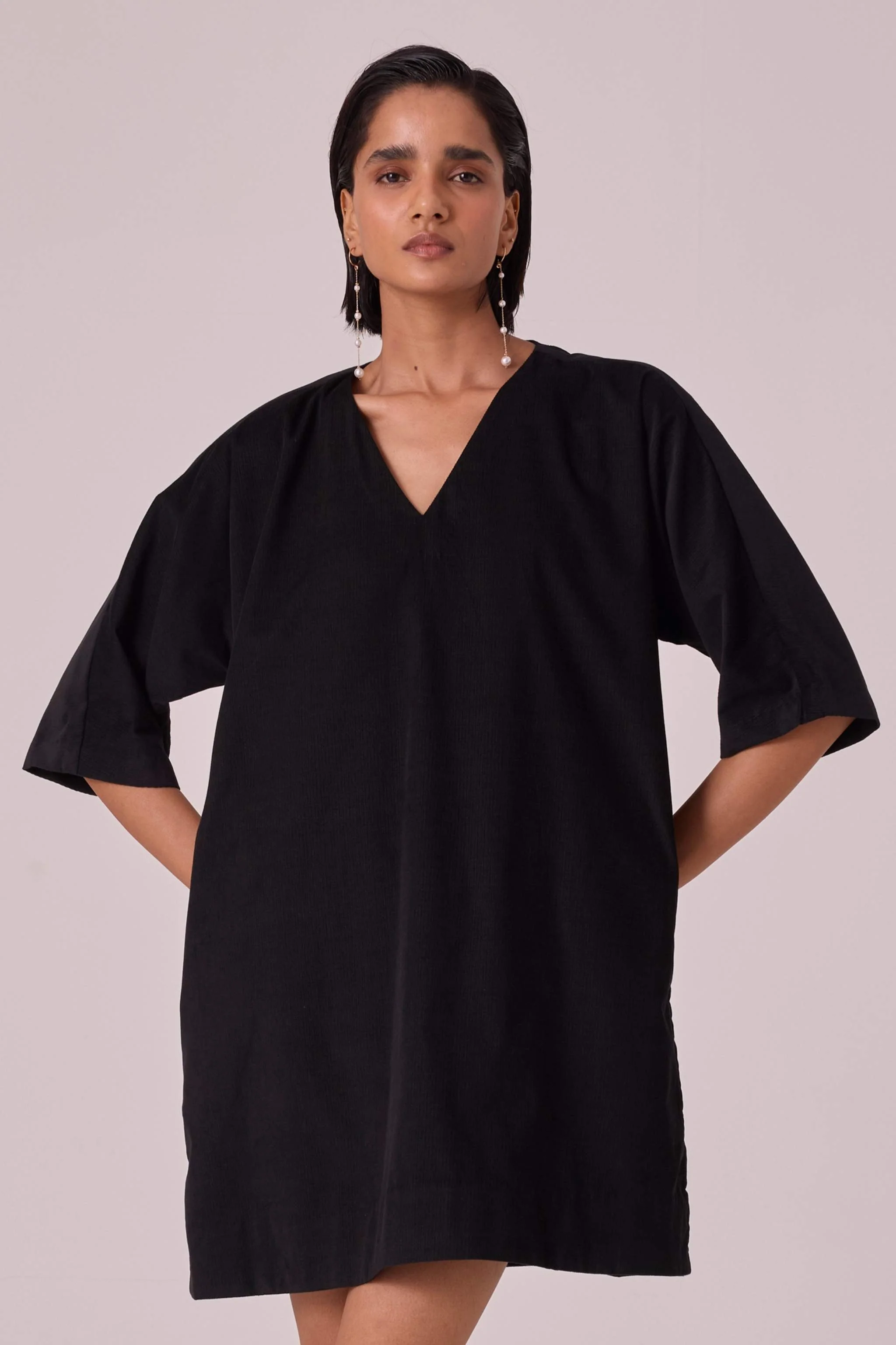 Stad Black Needlecord Shift Dress - Image 9