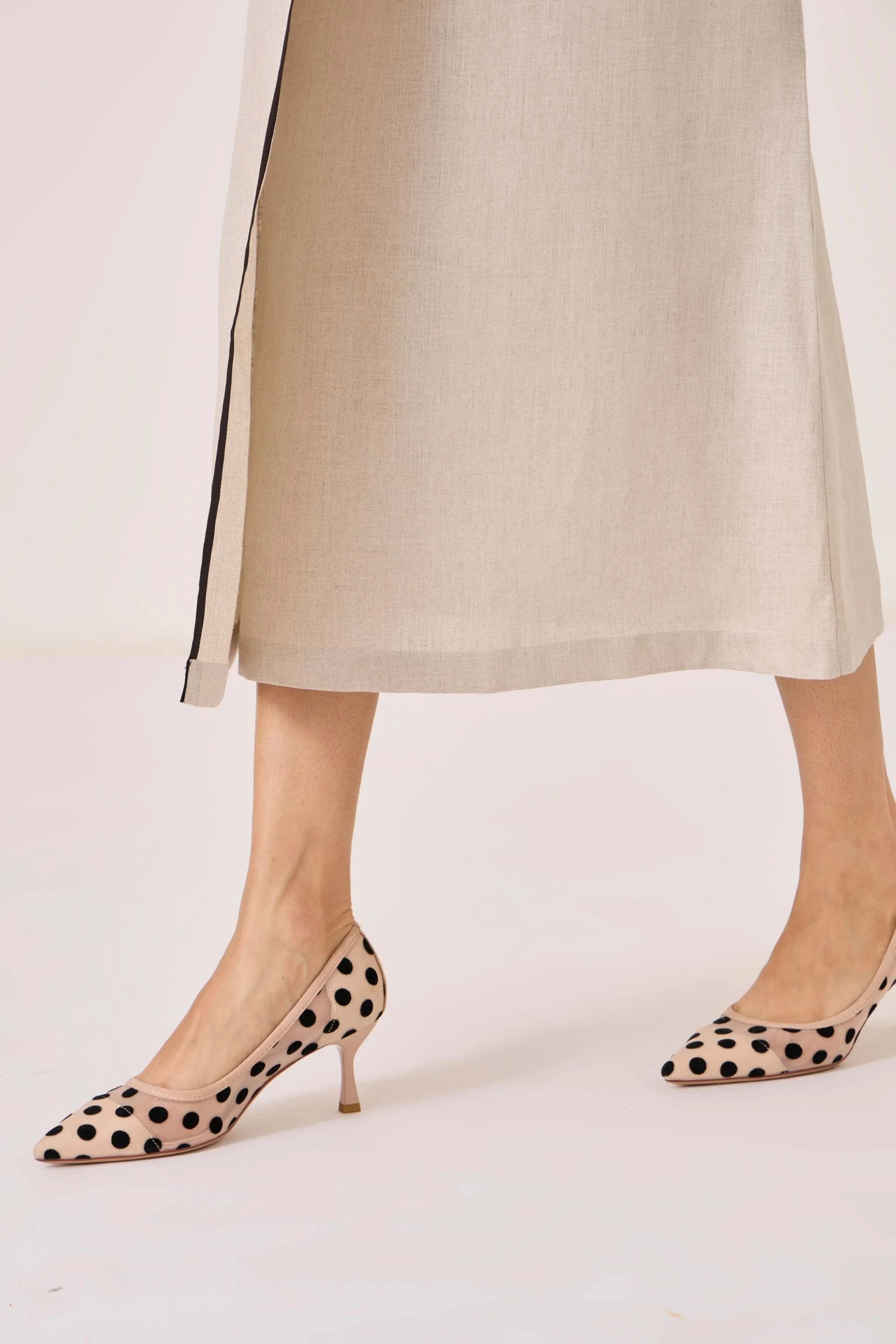 Supun Biege Linen Panelled Dress - Image 6