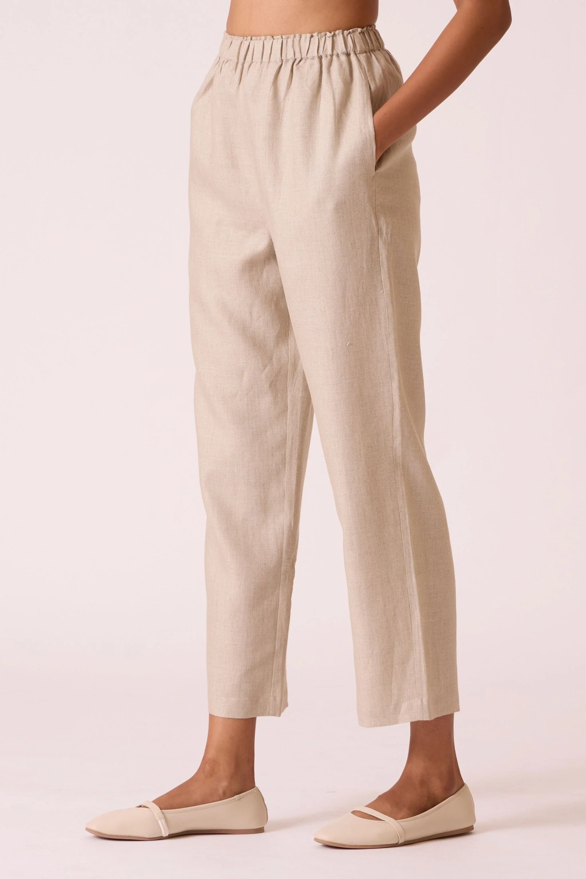 Torri Beige Linen Trousers - Image 3