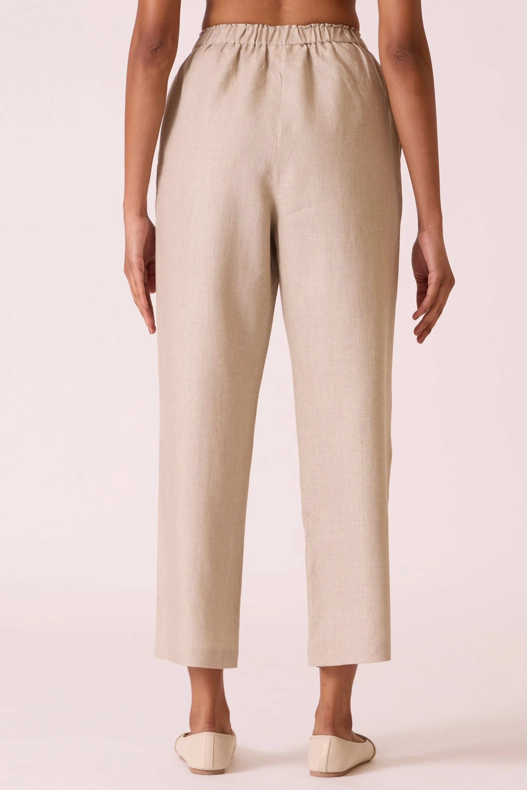 Torri Beige Linen Trousers - Image 5