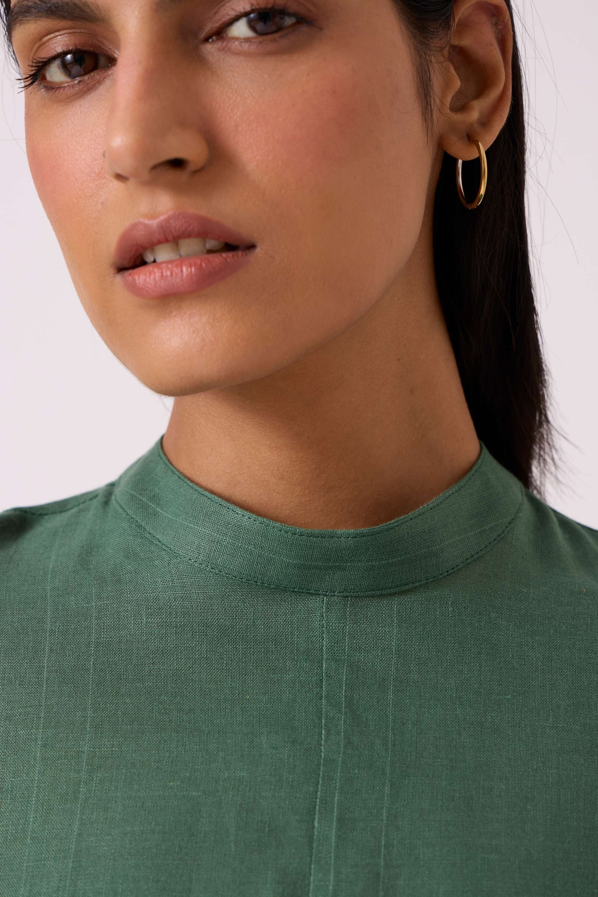 Tula Green Linen Shift Dress - Image 5
