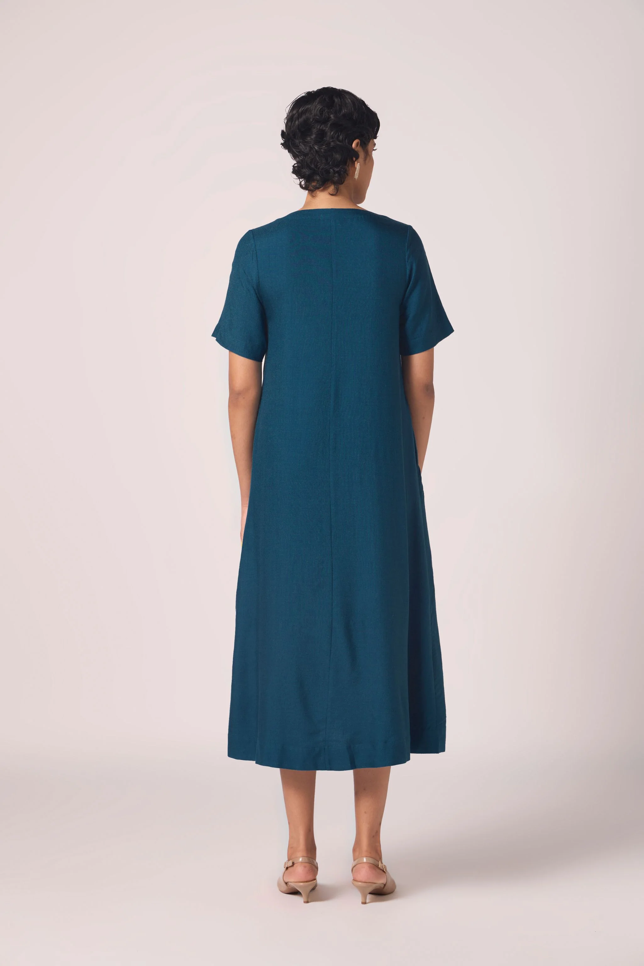 Vega Blue Silk Midi Dress - Image 10