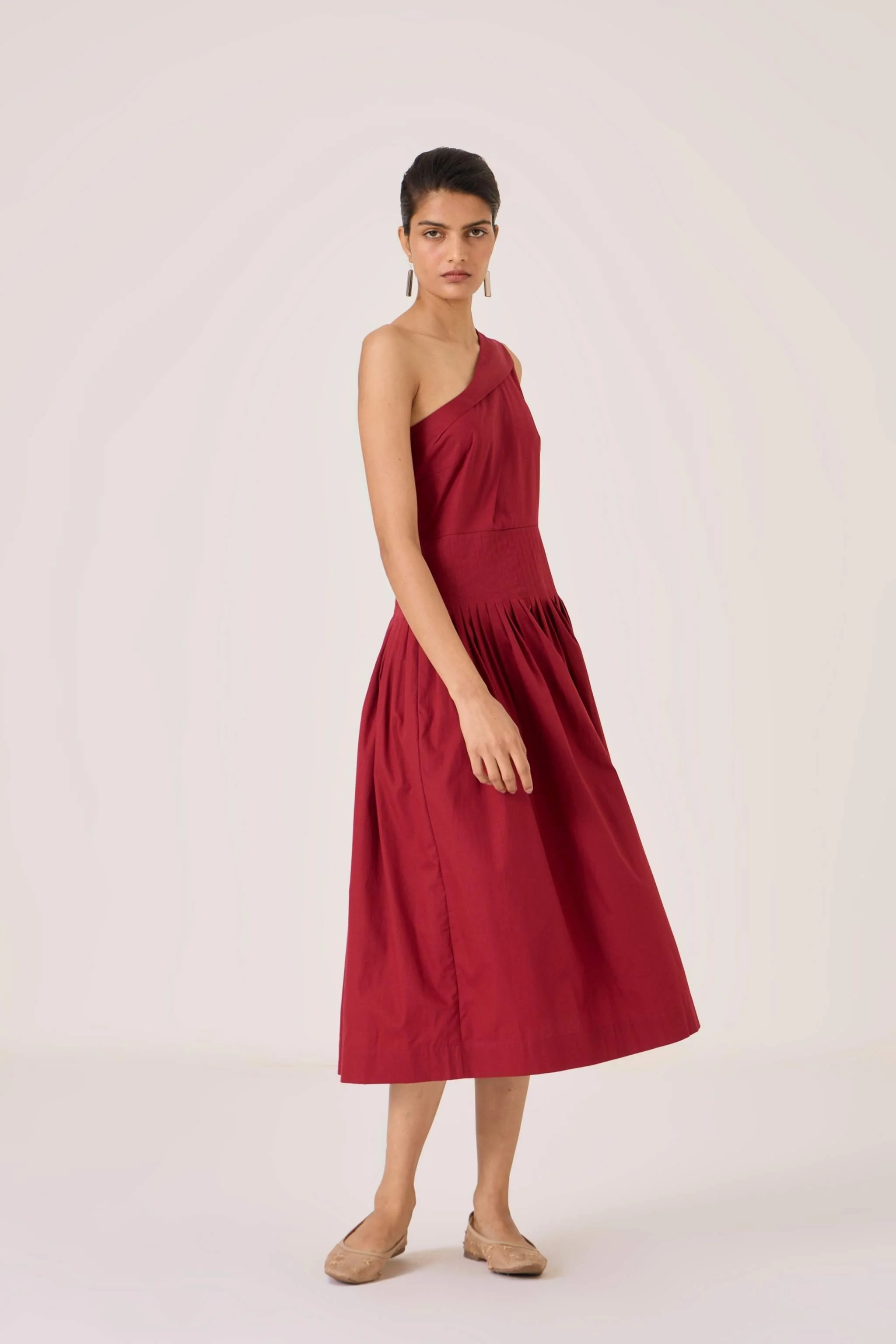 Vidura Red One Shoulder Dress - Image 12
