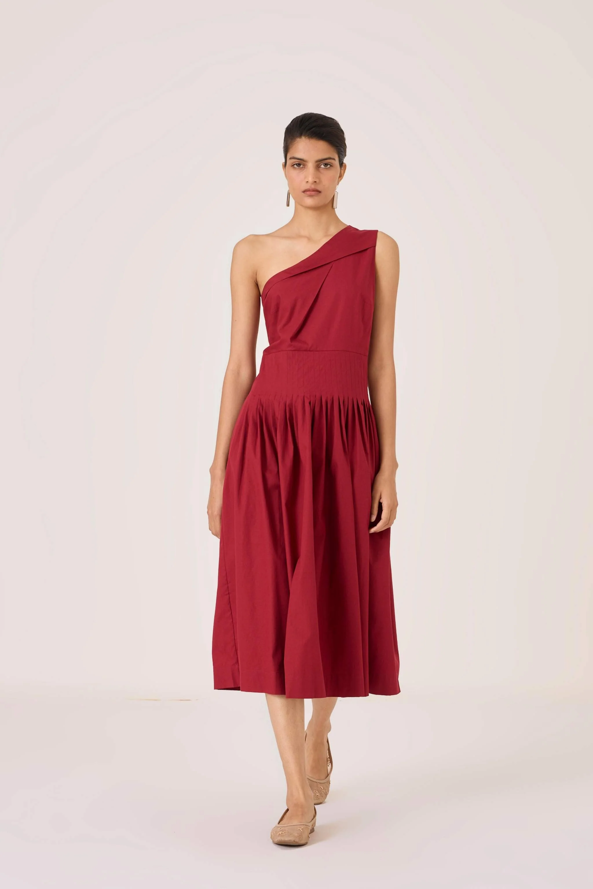 Vidura Red One Shoulder Dress - Image 5
