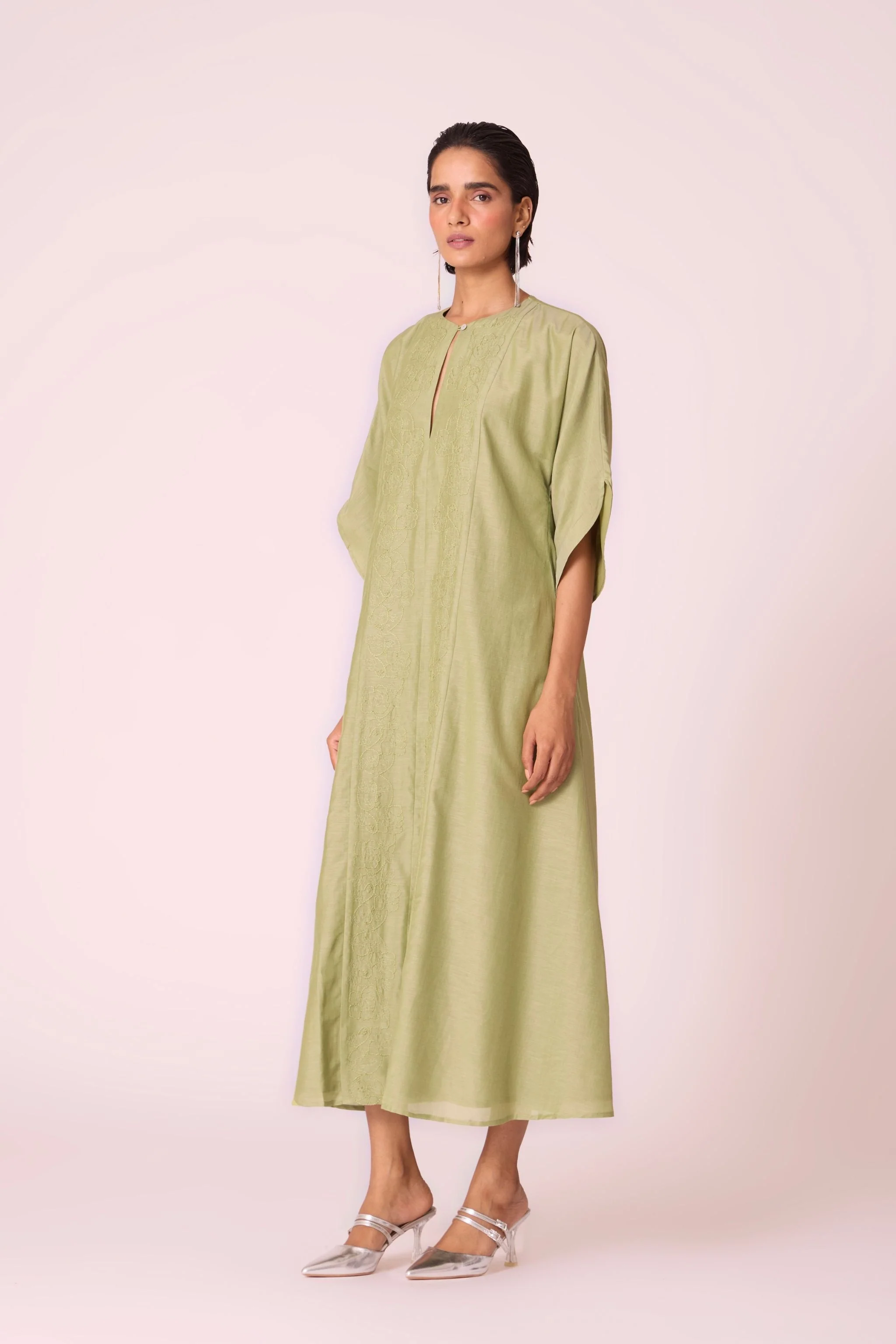 Volya Green Embroidered Dress - Image 3