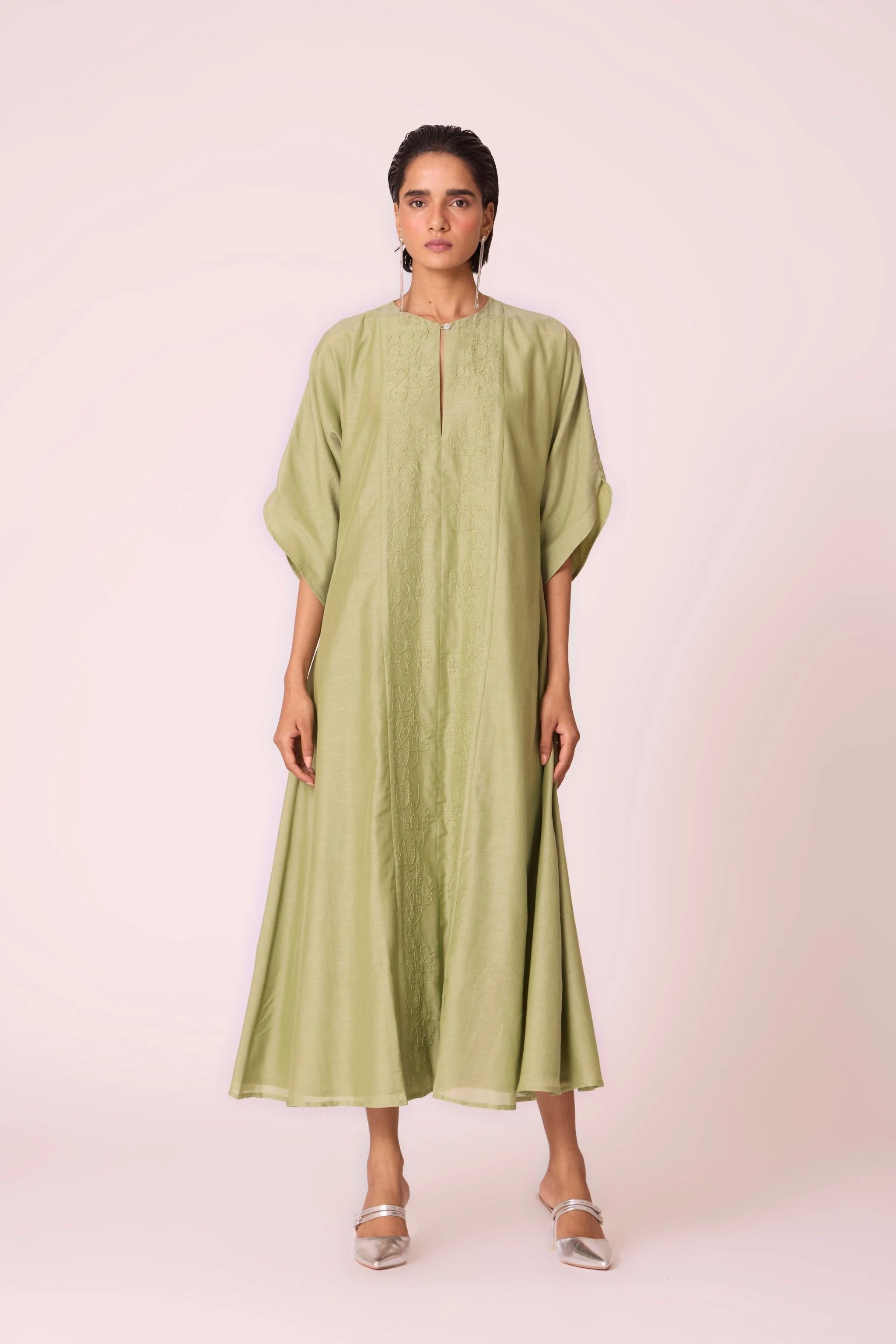 Volya Green Embroidered Dress - Image 4