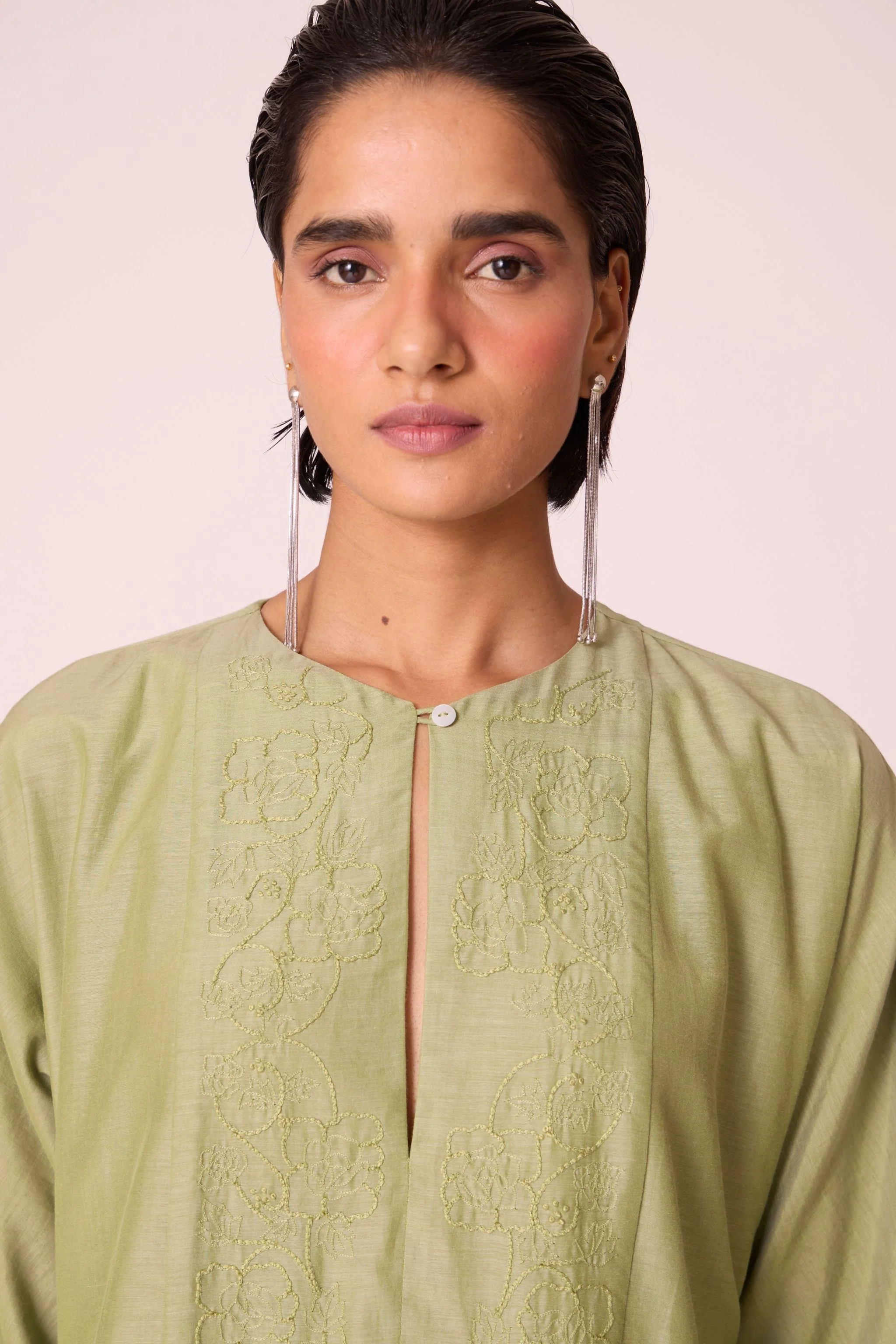 Volya Green Embroidered Dress - Image 6