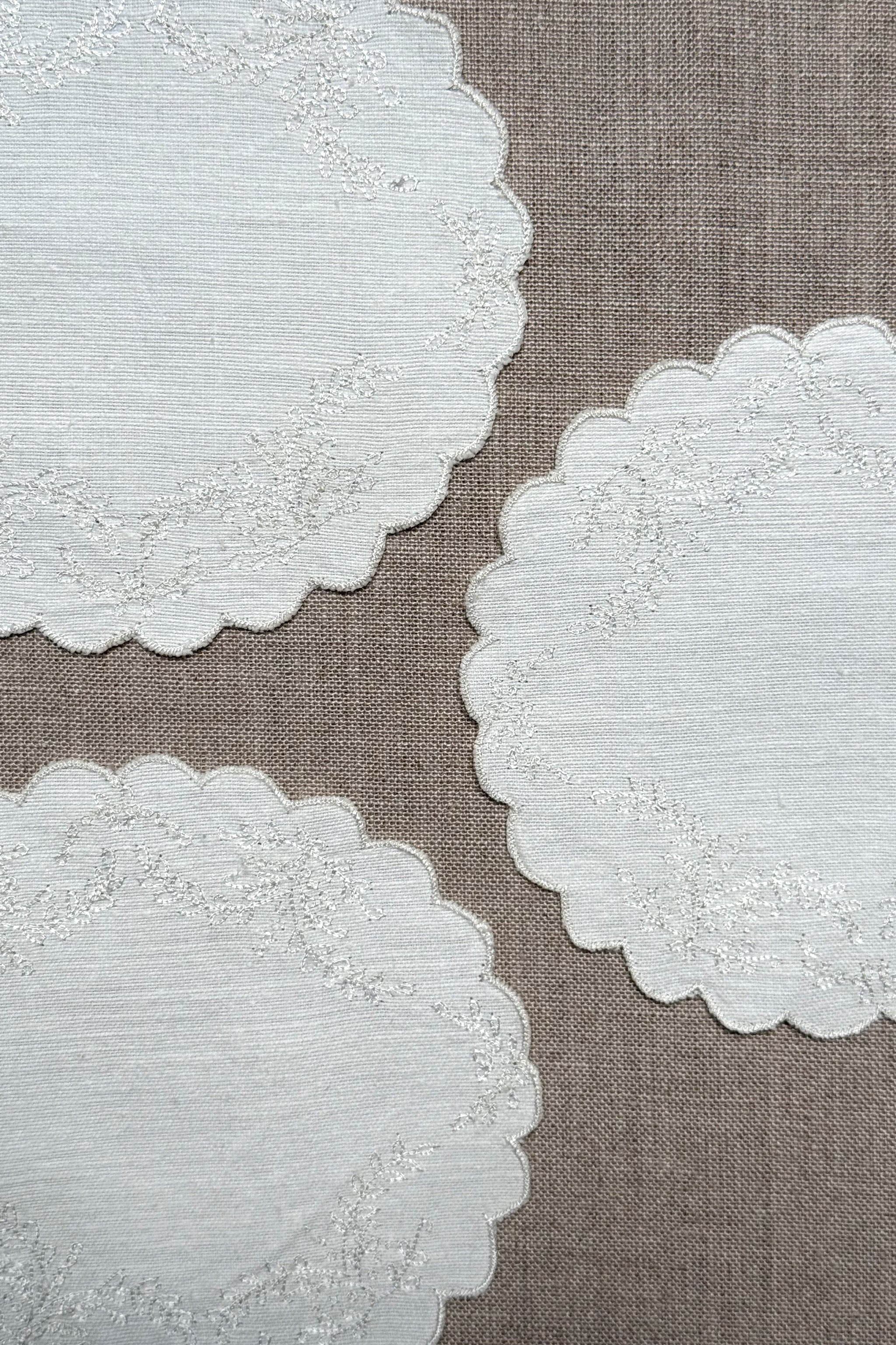 White Floral Embroidered Coasters - Set of 2 - Image 4