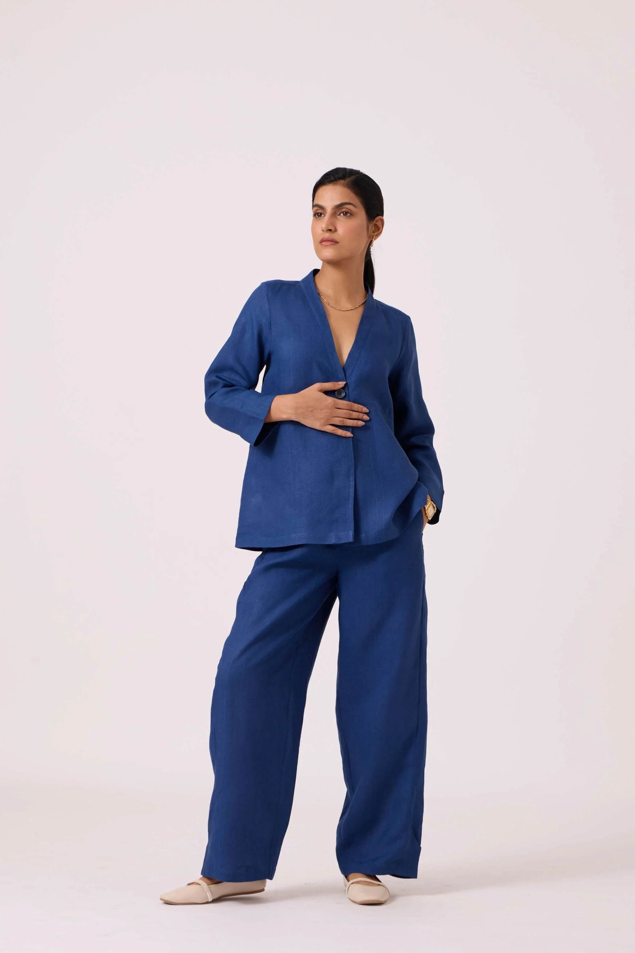 Yasnaya Ink Blue Linen Jacket - Image 7