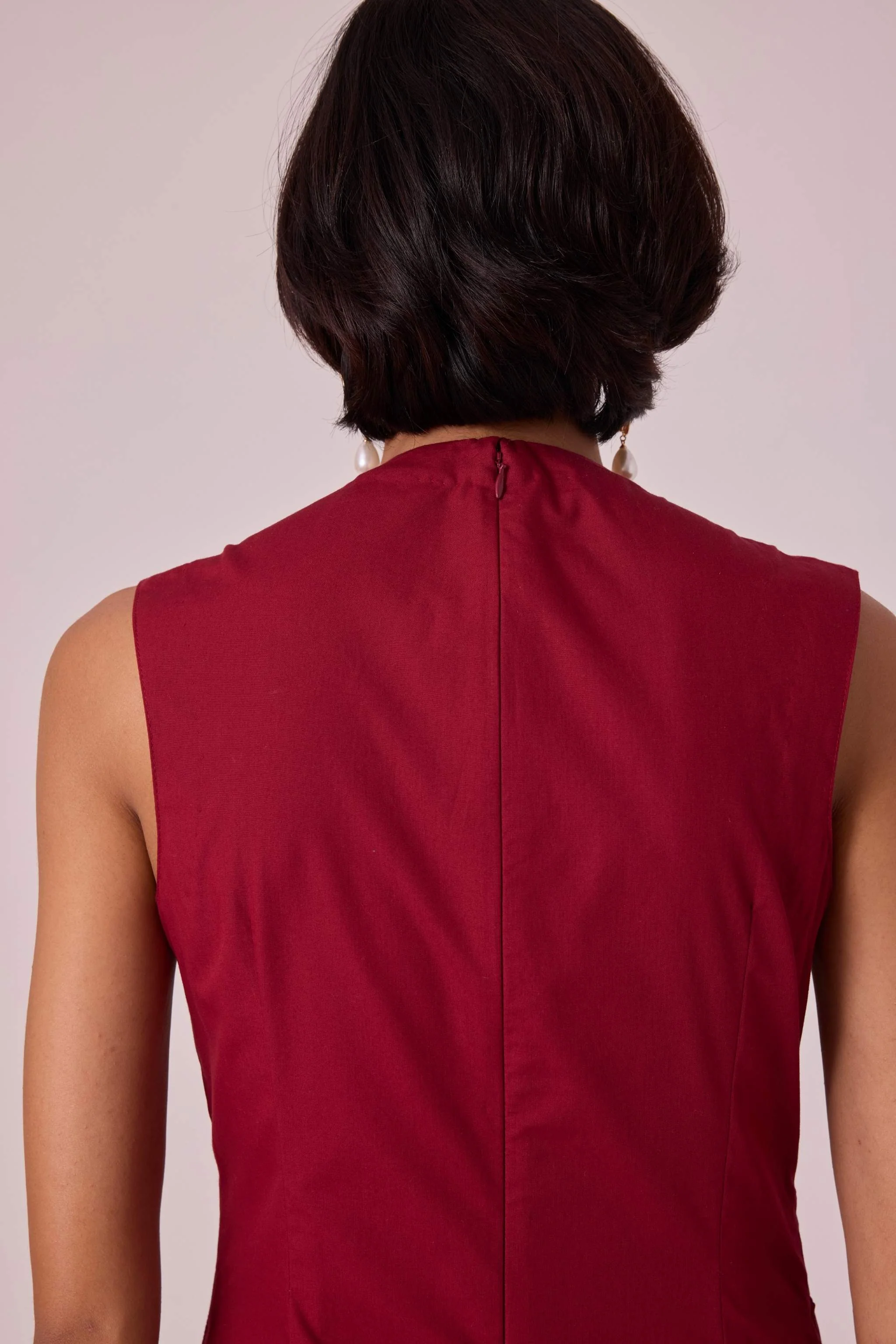 Ziva Red Pleated Midi Dress - Image 10