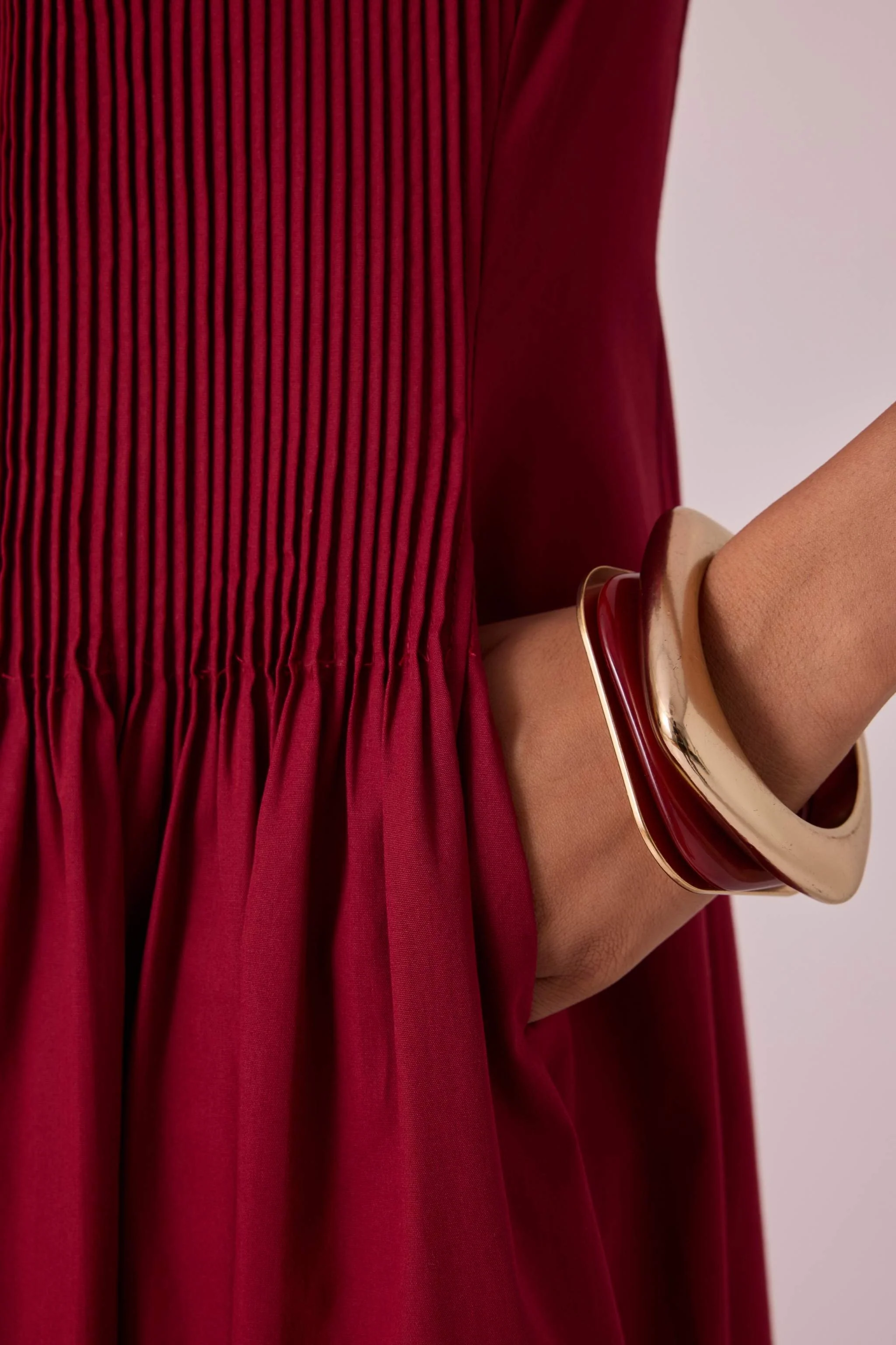 Ziva Red Pleated Midi Dress - Image 8